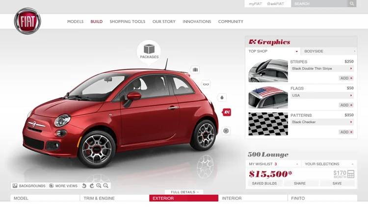 Fiat configurator — choose exterior